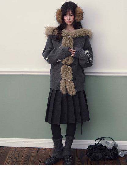 Hooded Toggle Knit Jacket