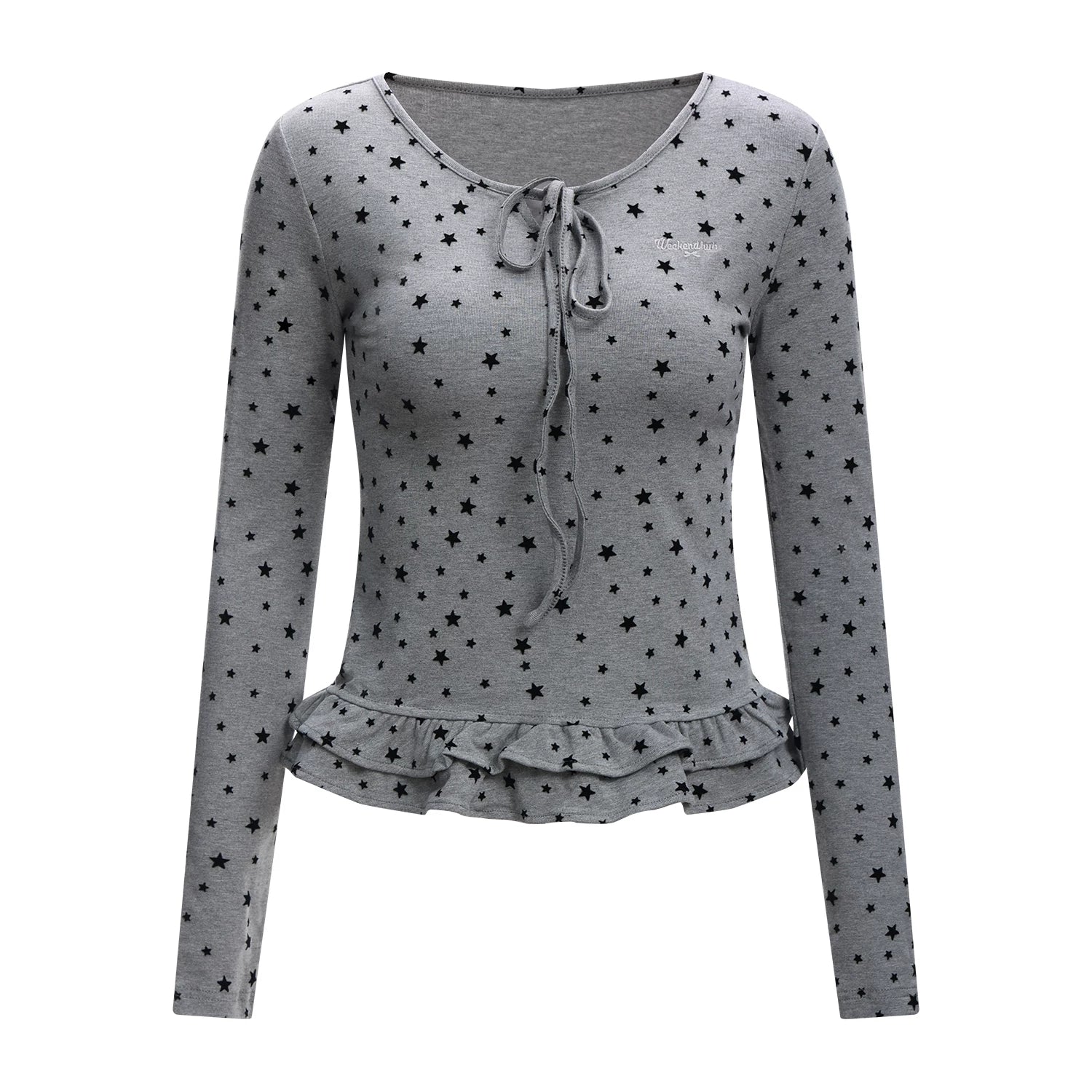 Star Ruffle Waist Knit Top