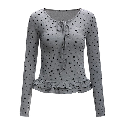 Star Ruffle Waist Knit Top