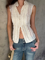 Sleeveless Lace Tie Waist Top