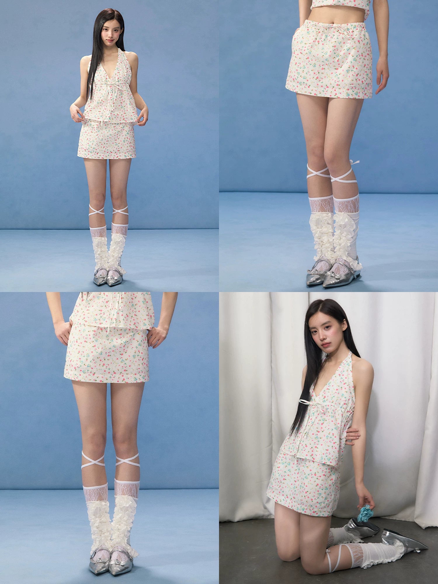 Apricot Floral A-Line Mini Skirt