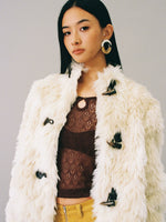 Faux-Fur Stand-Collar Toggle Cropped Jacket