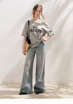 Lace Tie Wide-Leg Jeans