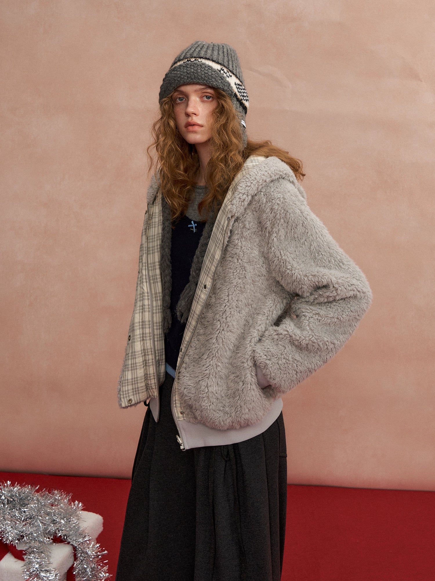 Sherpa Plaid Reversible Hooded Jacket