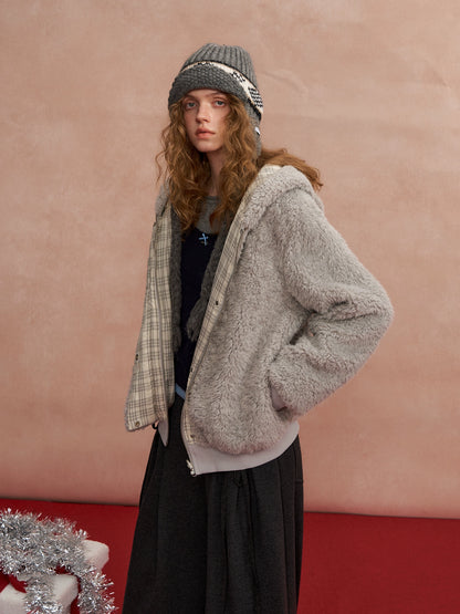 Sherpa Plaid Reversible Hooded Jacket