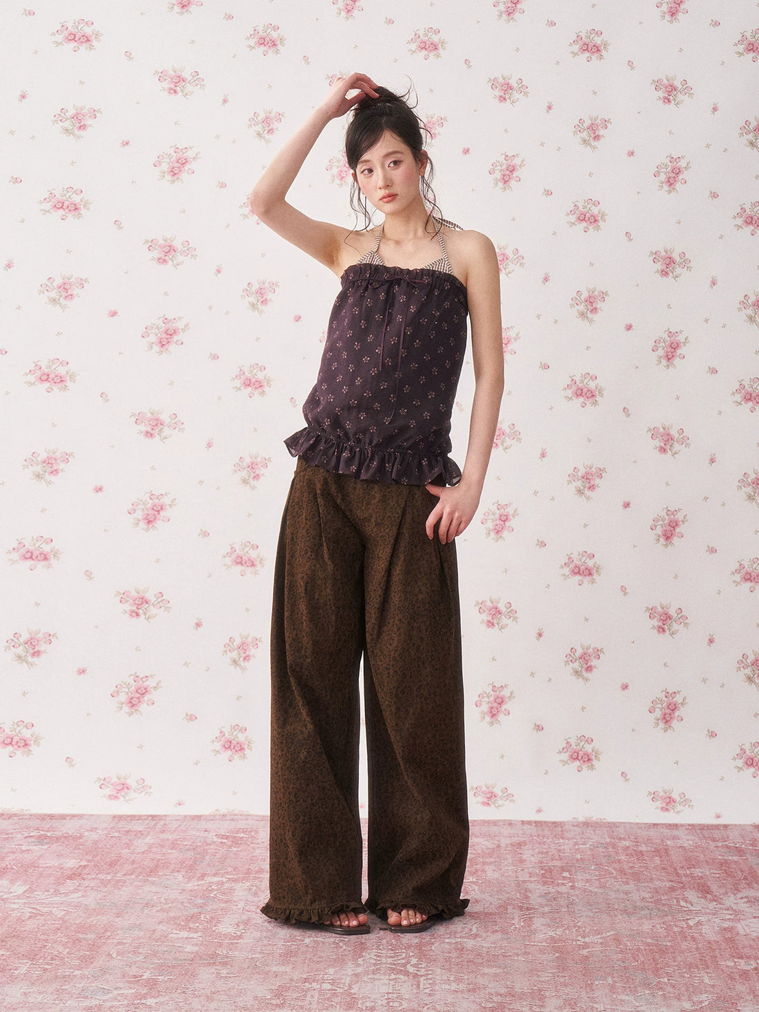 Purple &amp; Yellow Floral Halter Camisole