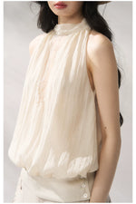 Beige Lace Halter Tank Top