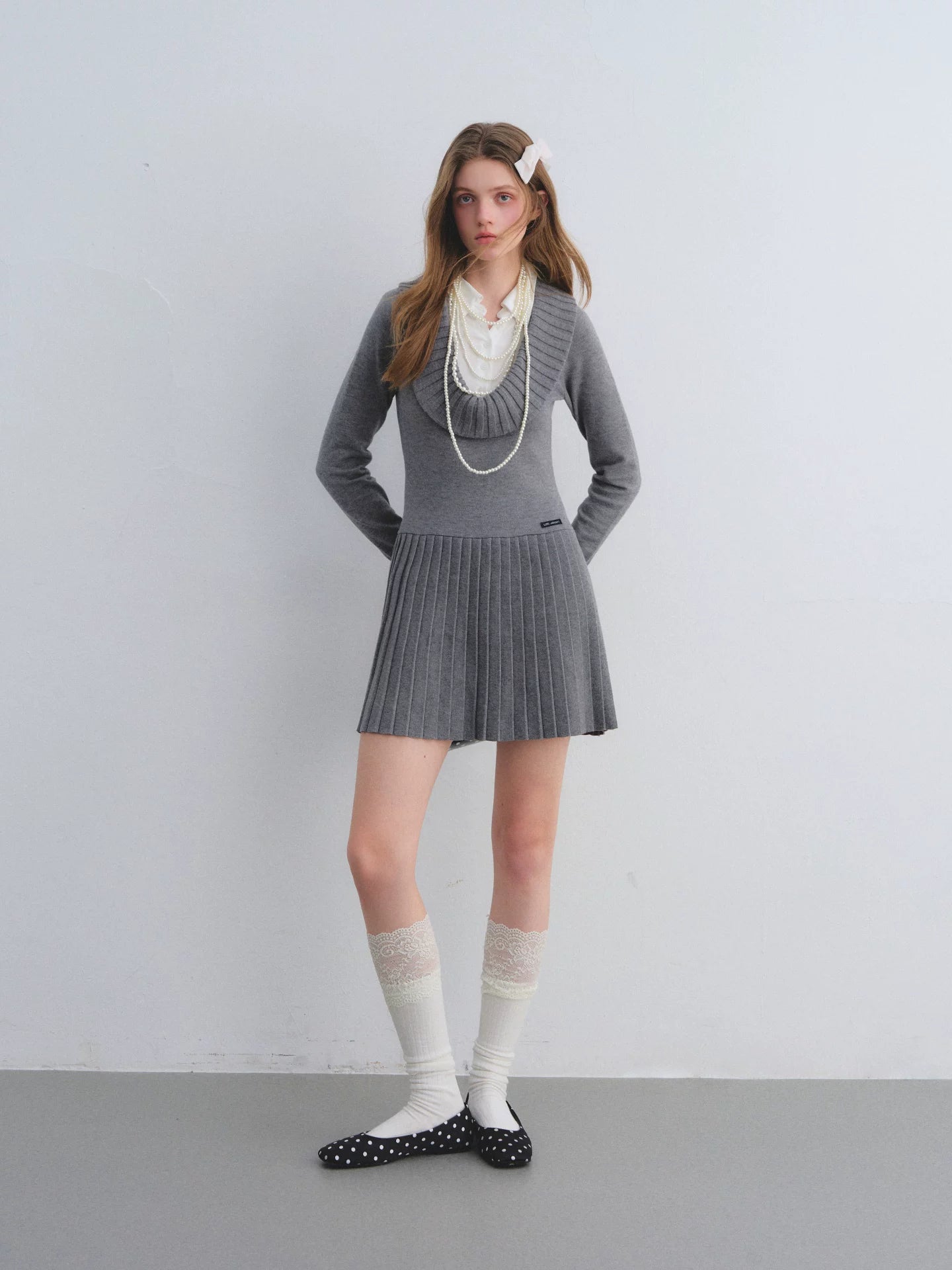 Shirt Collar Knit Dress