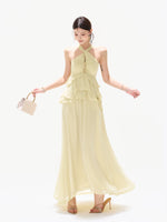 Luminous Chiffon Halter Maxi Dress