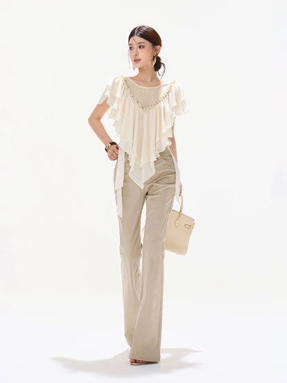 Beaded Chiffon Cape Top