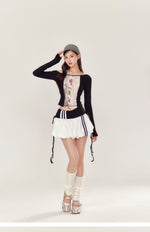 Lace Floral Off-Shoulder T-shirt & Skirt Set