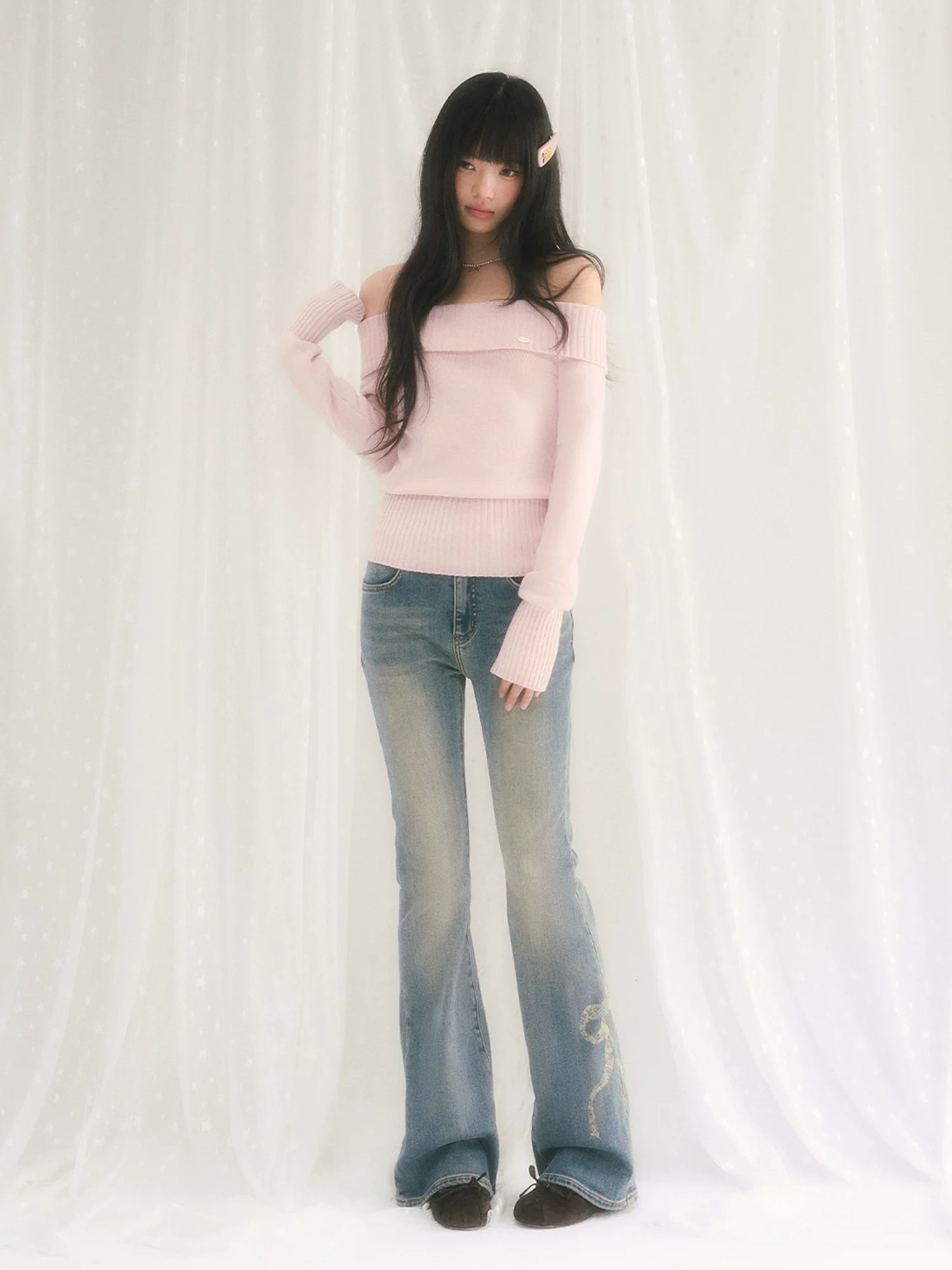 Off Shoulder Knit Sweater