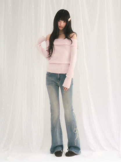 Off Shoulder Knit Sweater