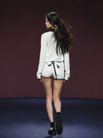 Ribbon Polo Tie-Up Sweater & Shorts Set