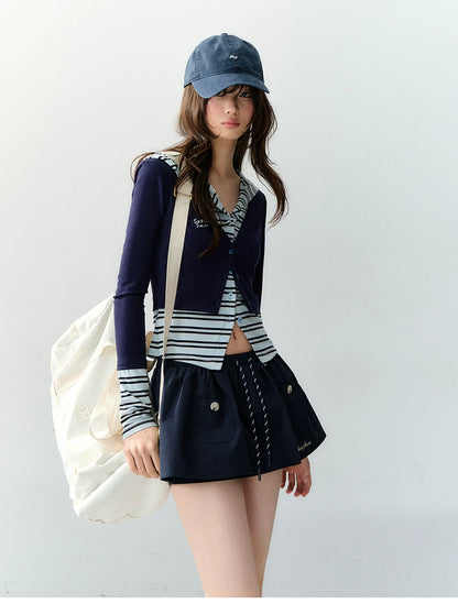Lyocell Layered Stripe Hooded Top