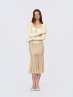 Beige Wool-Knit Mermaid Skirt