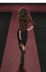 Wool Slit Midi Skirt