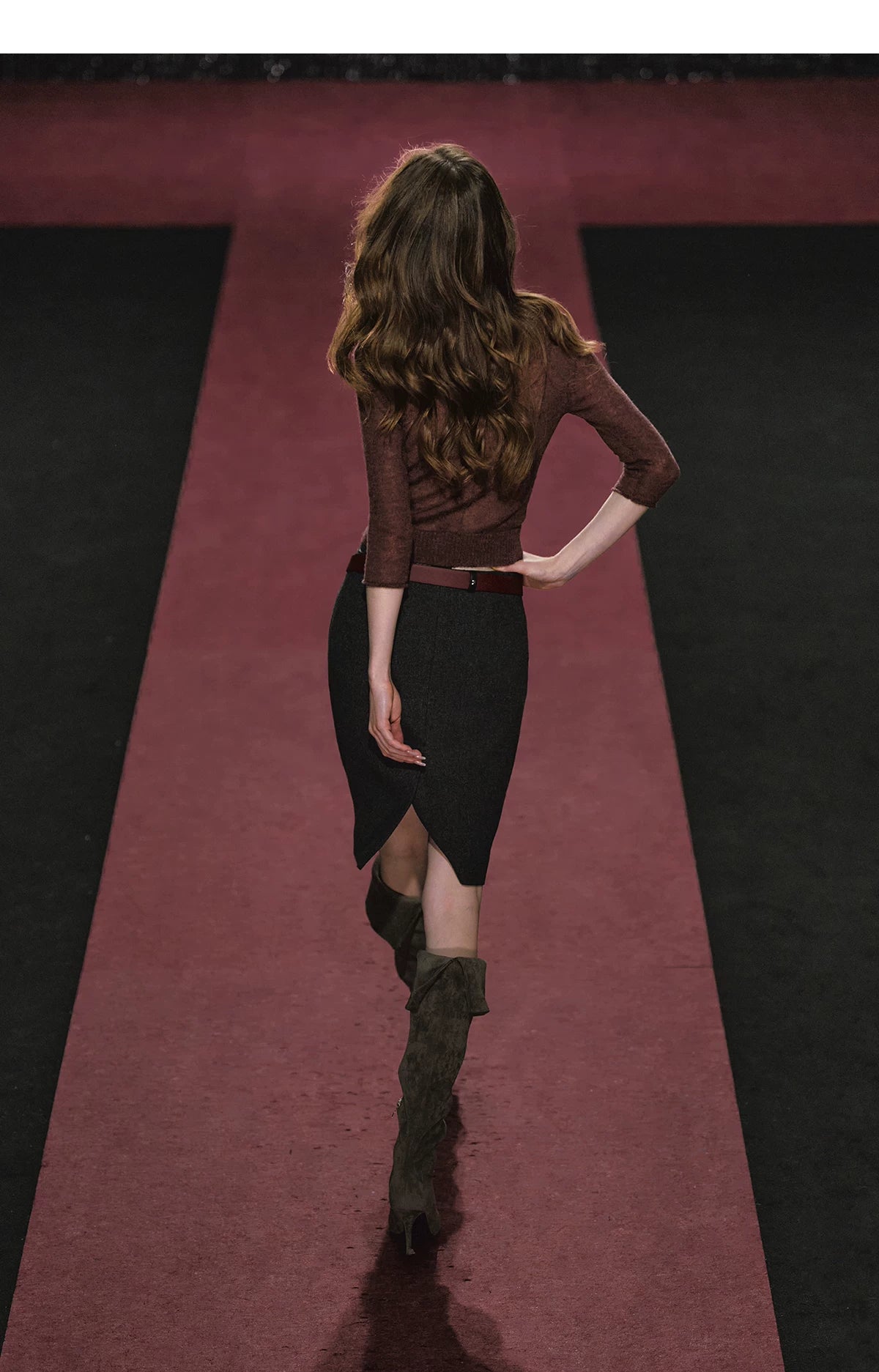 Wool Slit Midi Skirt