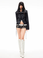 Asymmetric Lapel Leather Jacket