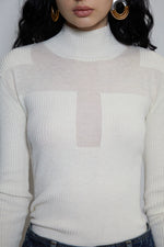 Ivory Cross-Lattice Knitted Sweater