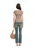 Leopard Print Deep V Tee