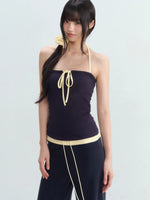 Contrast Bow Halter Top