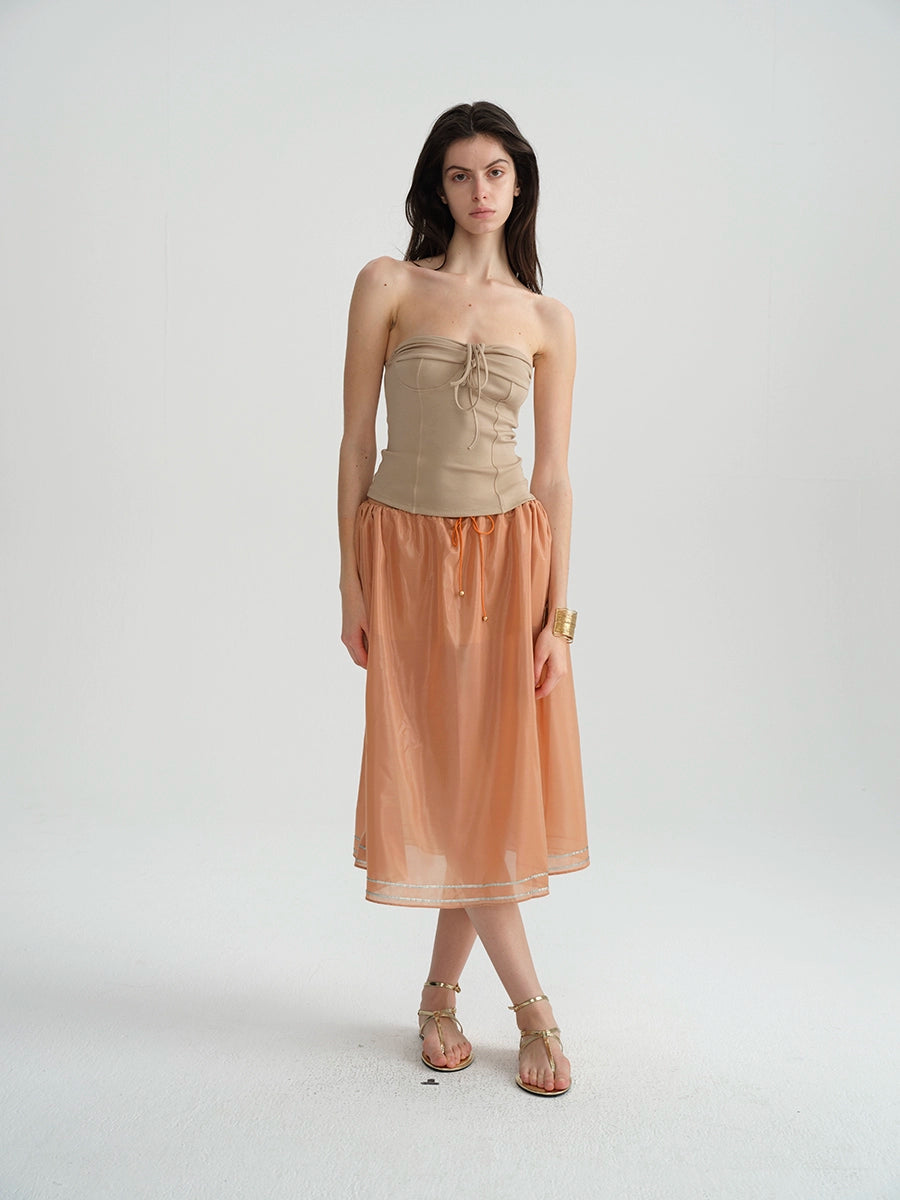 Two-Tone Tie-Strap Knit Bustier