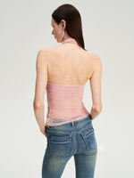 Lace Bow Cross Halter Camisole