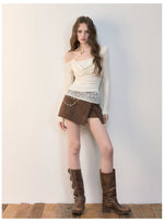 Asymmetric Beaded Drape T-shirt