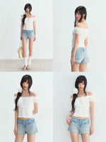 White Off-shoulder Puff Top