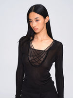 Viscose Hand-Threaded Mock-Layer Sweater