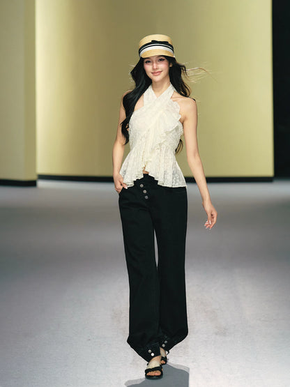Lace Halter Tie Top