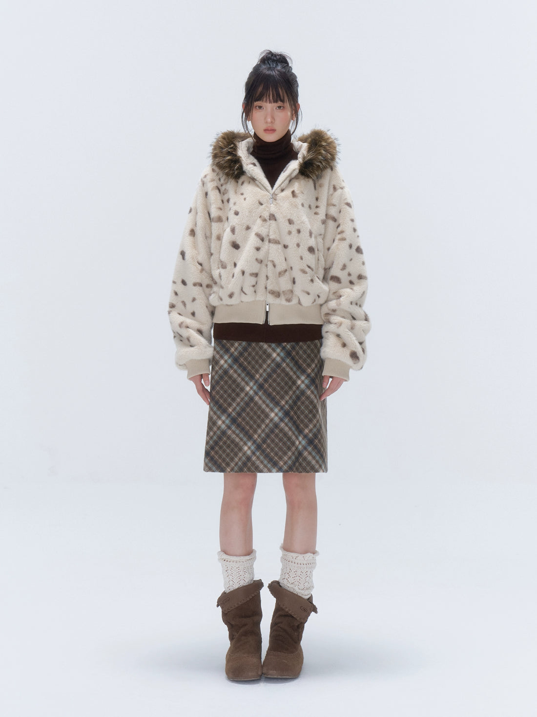 Plaid Wool-Blend Midi Skirt