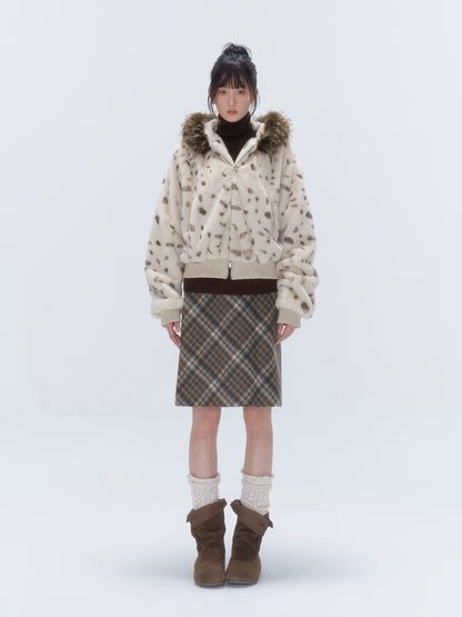 Plaid Wool-Blend Midi Skirt