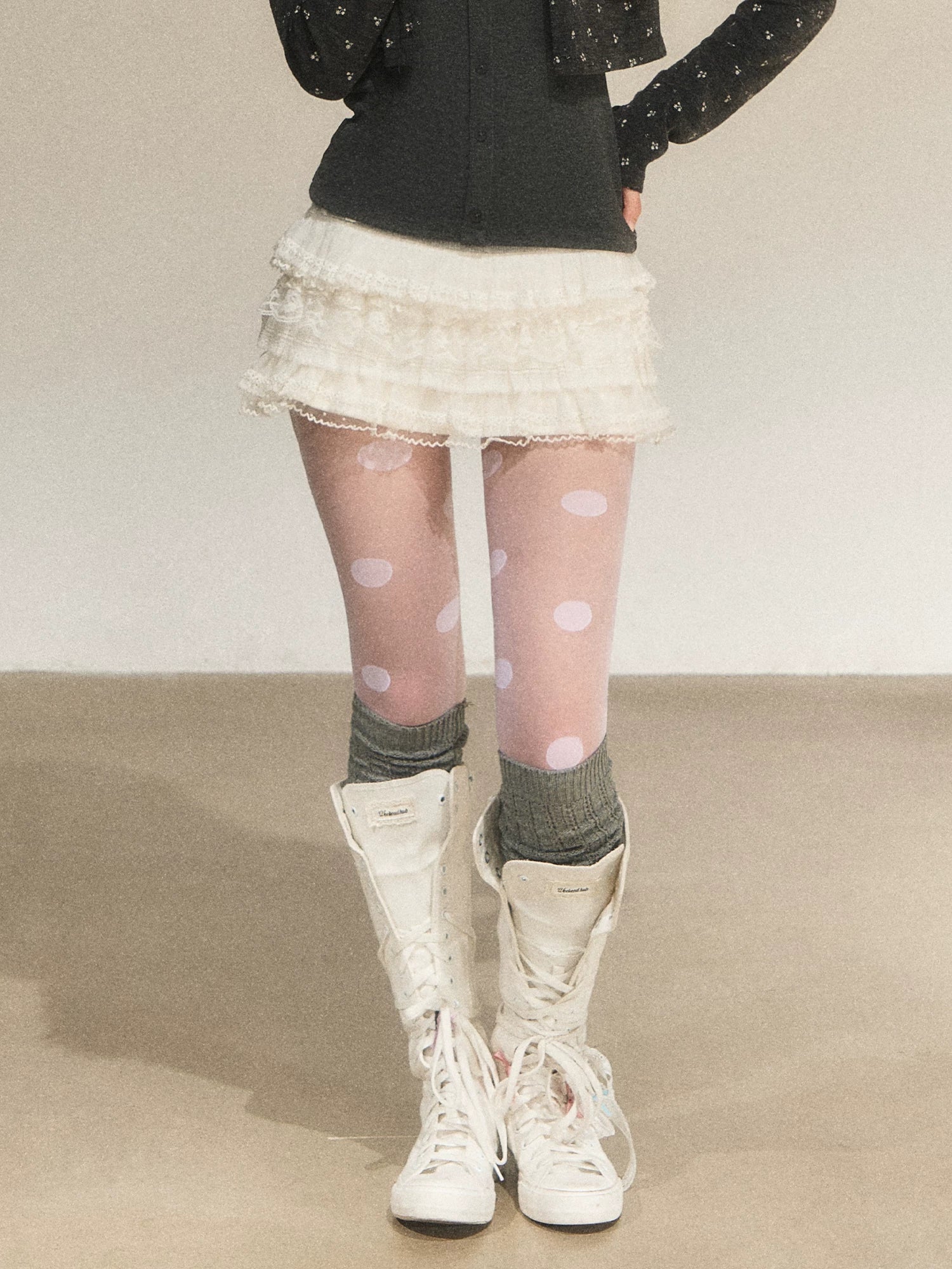 Lace Trim Tiered Mini Skirt