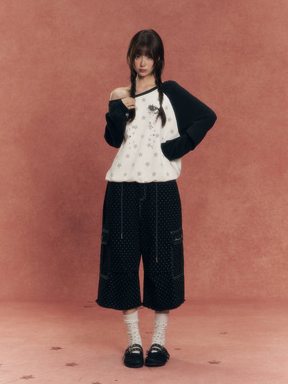 Star Print Cropped Jeans