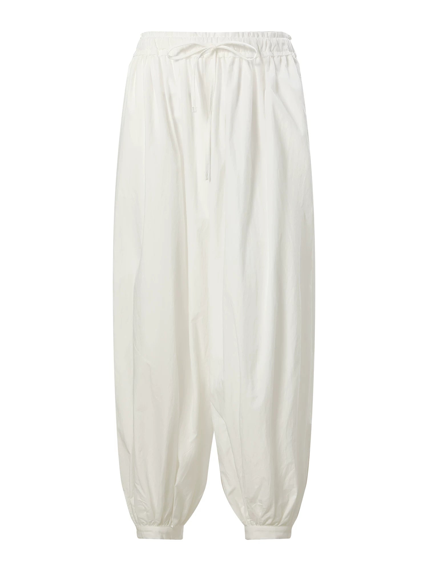 Whiite Drawstring Balloon Pants