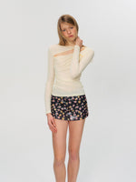 Yellow Cutout Textured Top