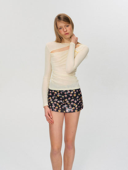 Yellow Cutout Textured Top