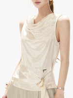 Satin Draped Tank Top