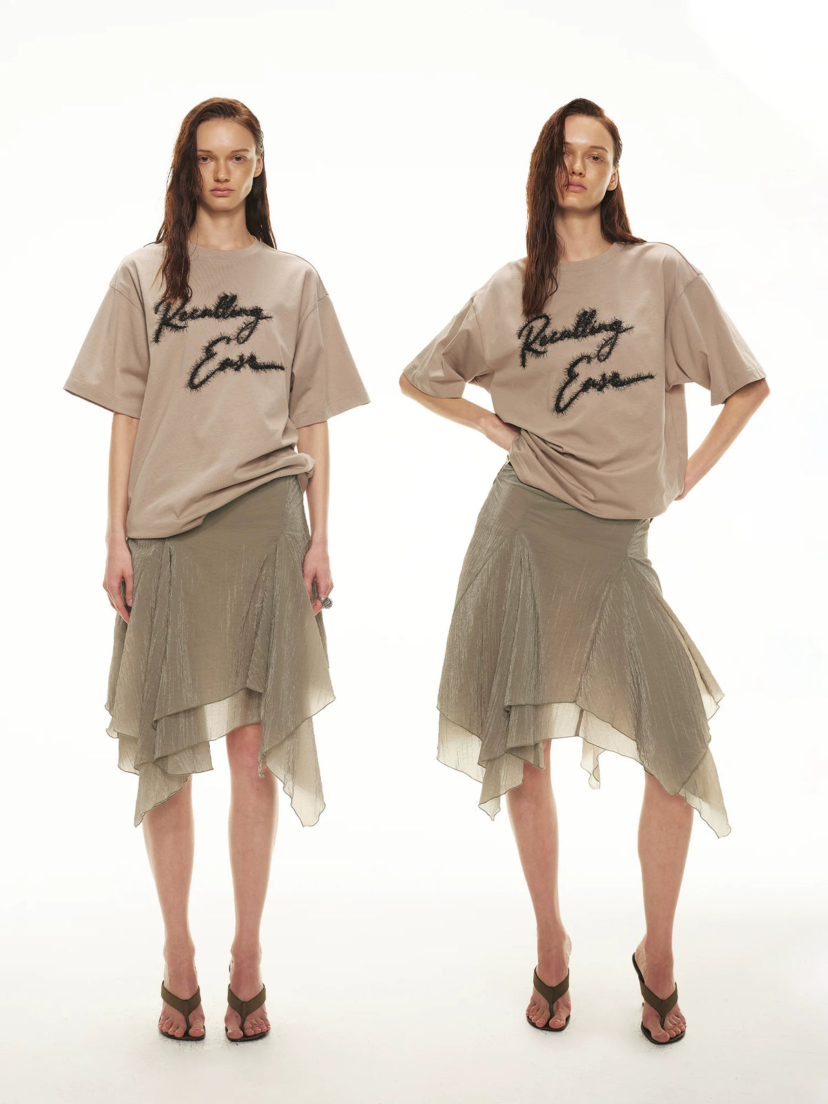Shimmer Embroidery Oversize Tee