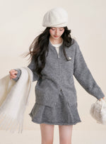Gray Flocked Puppy Wool Blend Knit Set