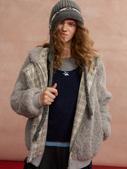 Sherpa Plaid Reversible Hooded Jacket