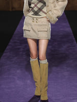 Oatmeal Quilted Wool Jacket & Skirt Set