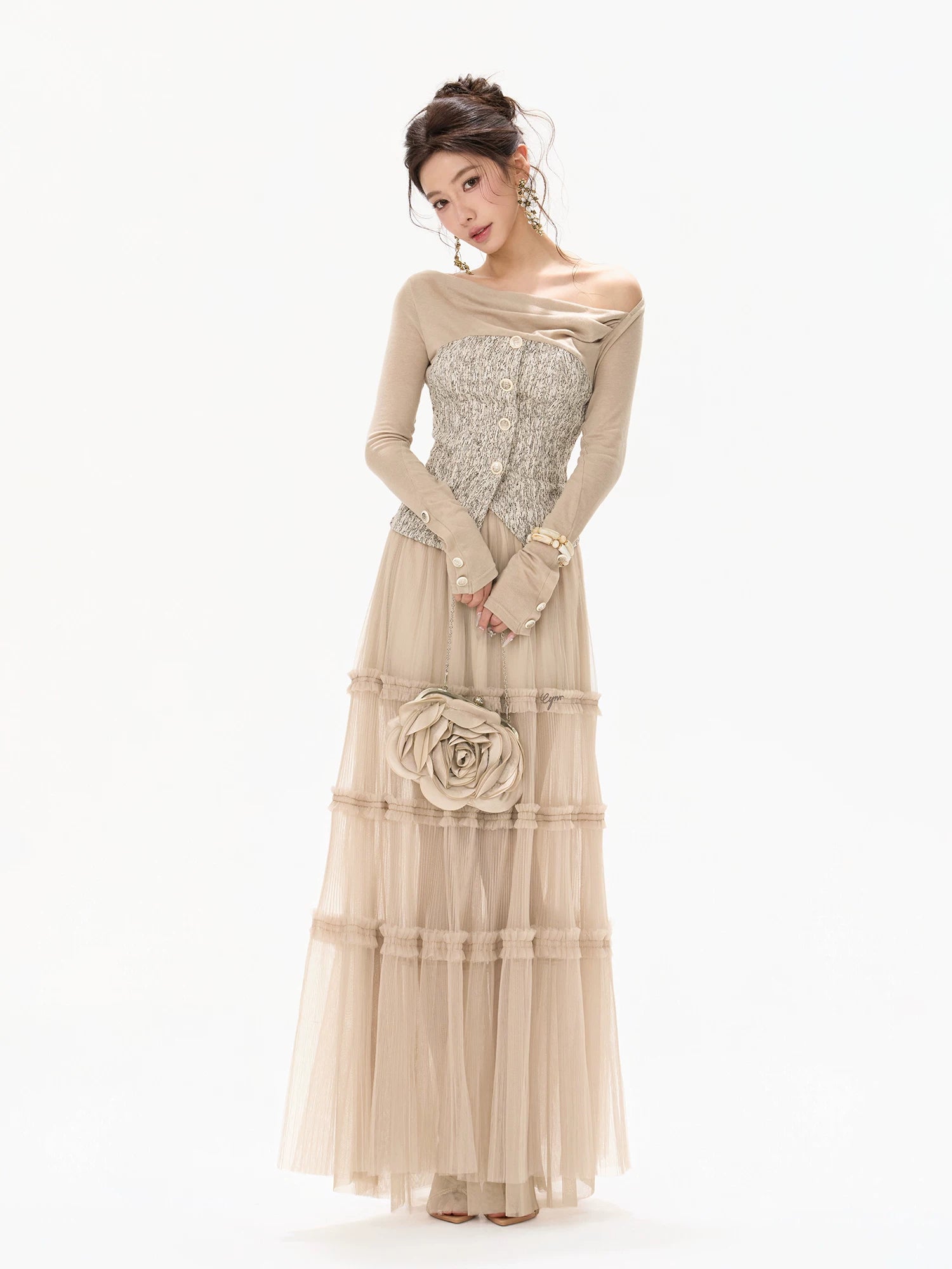 Pleated Mesh Skirt