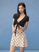 Brown Polka Dot Dress Set