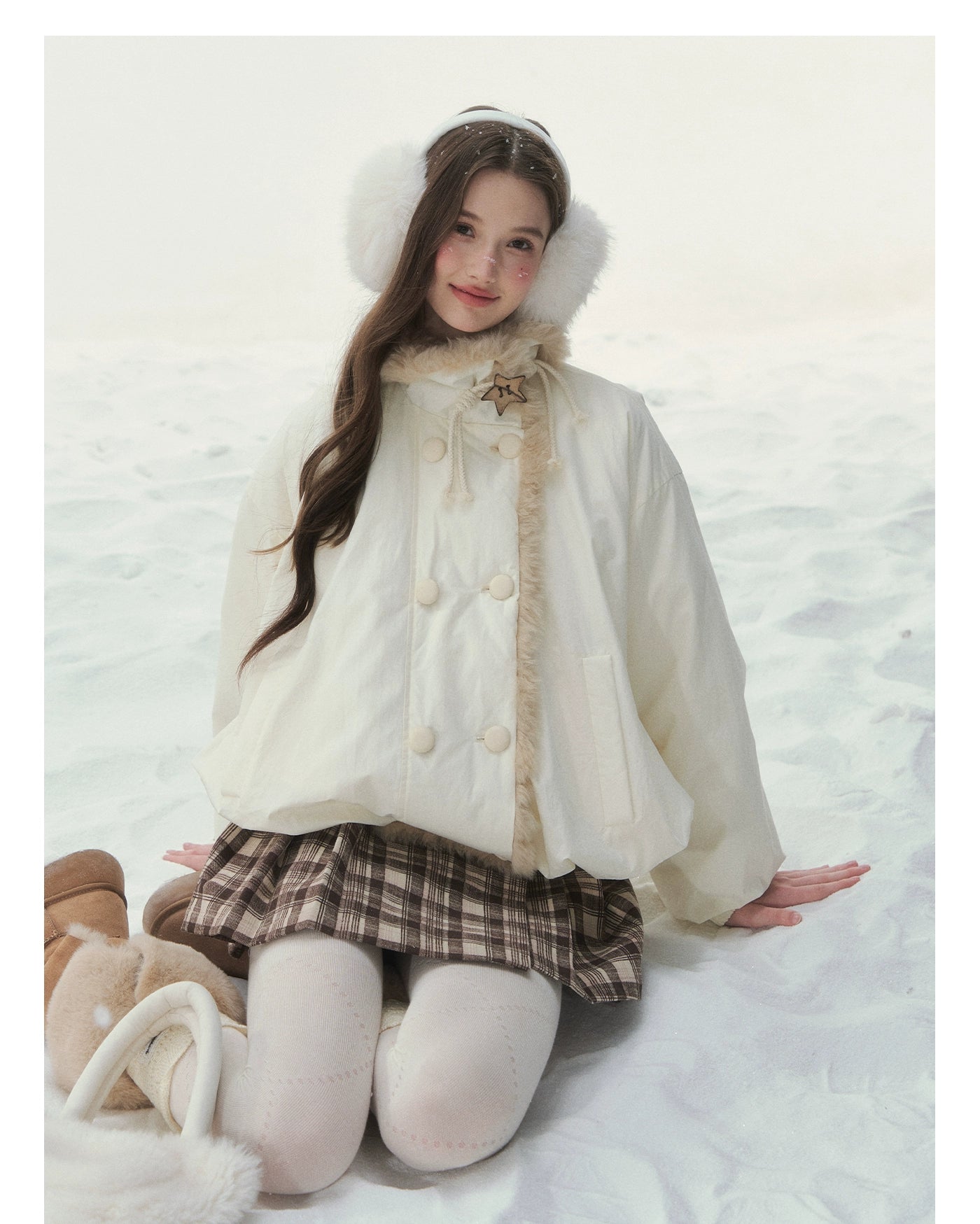 "Star Birch" Double-Breasted Down Puffer