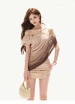 Gradient Cape Mini Dress Set