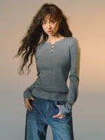 Stripe Button Rib Top