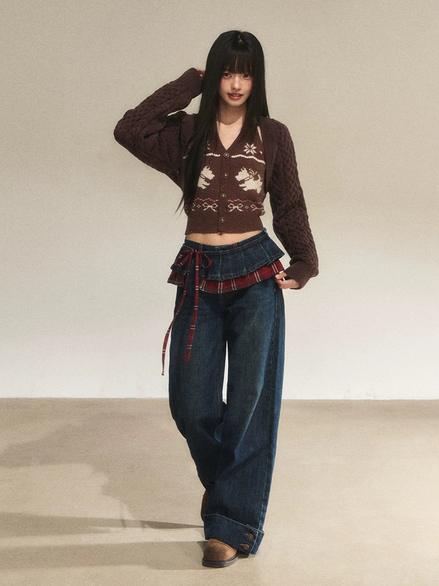 Fair Isle Jacquard Halter 2-Piece Set